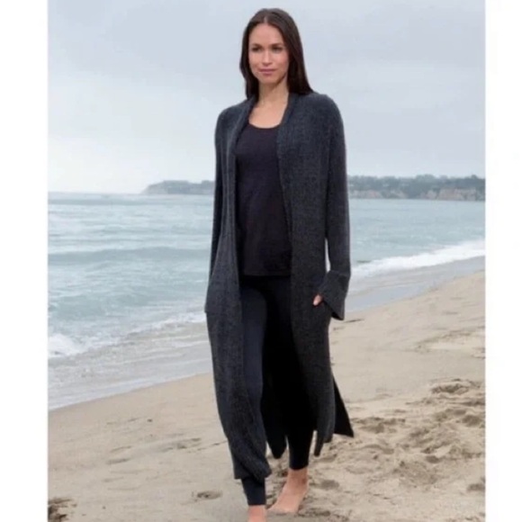 Barefoot Dreams CozyChic Lite Cross Creek Long Line Cardigan Grey Small Cardigan - Picture 1 of 10